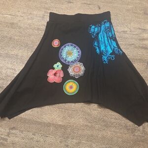 Desigual Black Skirt with Vibrant Embroidery